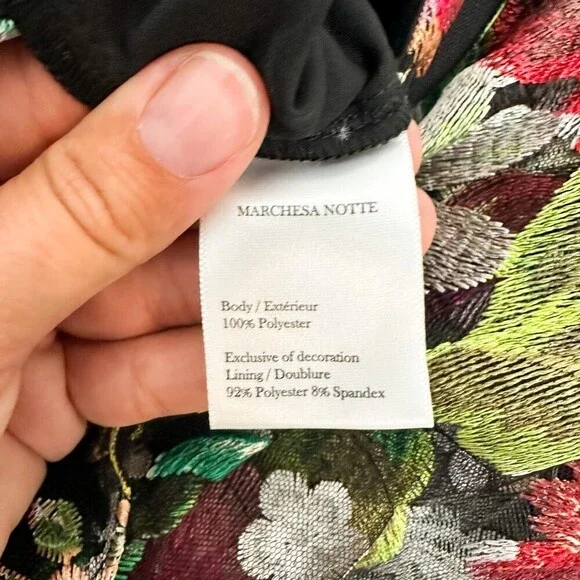 NWT $795 Marchesa Notte Tiered Floral Embroidered Dress Sz 4